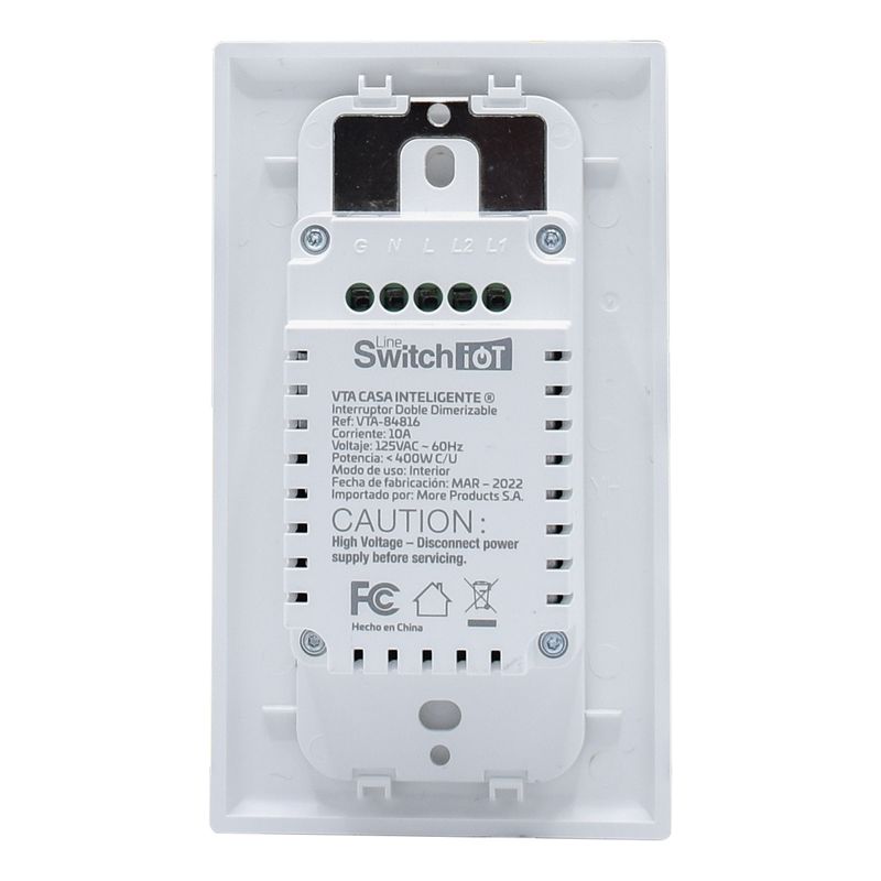 Interruptor doble pulsador 10A de pared - Blanco