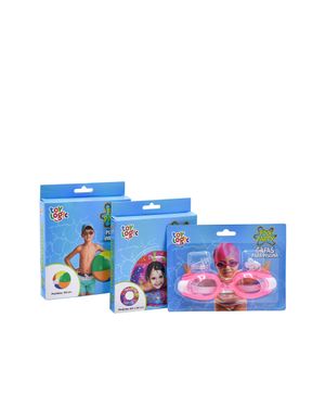 Kit De Natación Gafas + Pelota + Flotador Dona Para Niña