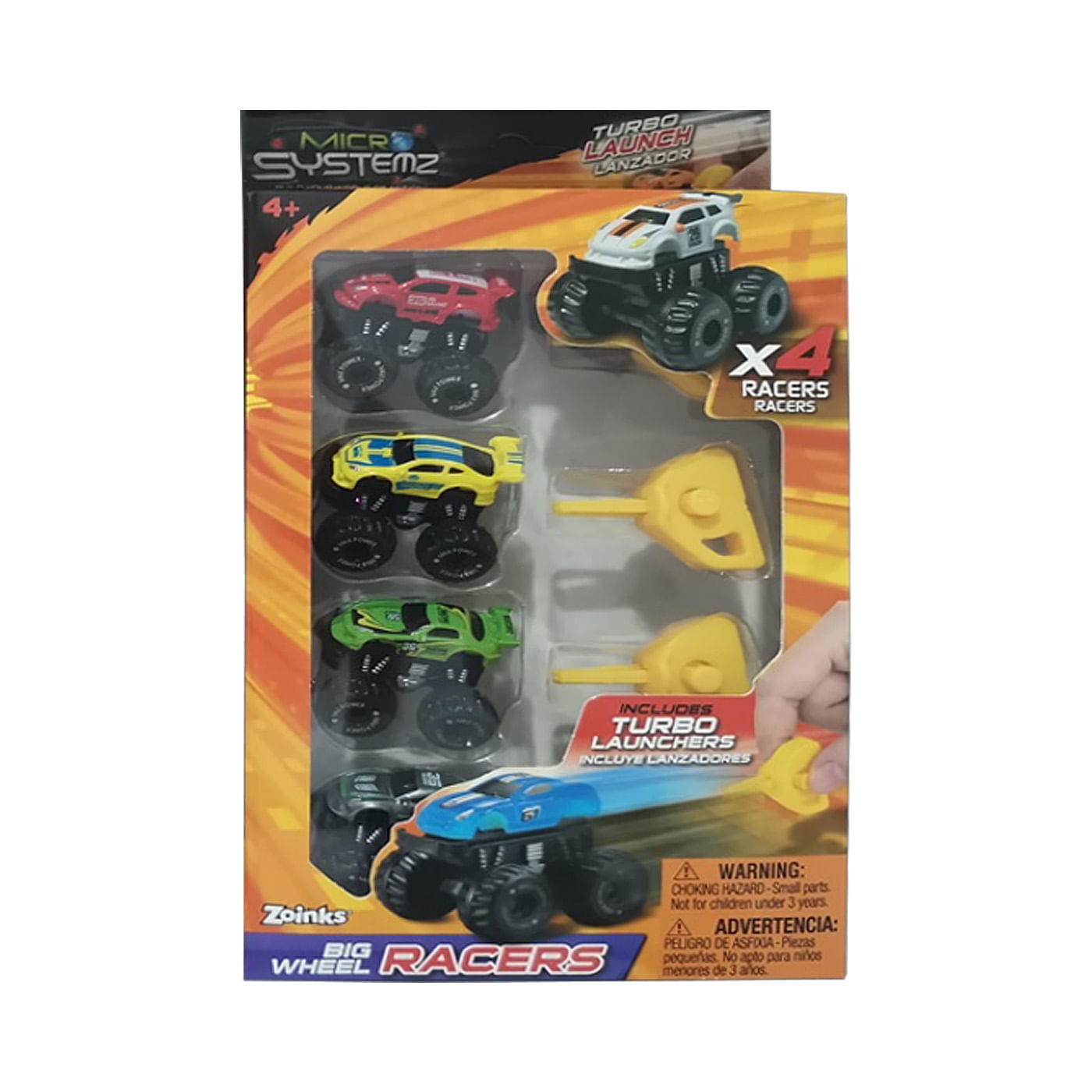 Pack X 4 Carros Big Wheel Racerz Micro Systemz - Tienda Online Toy Logic