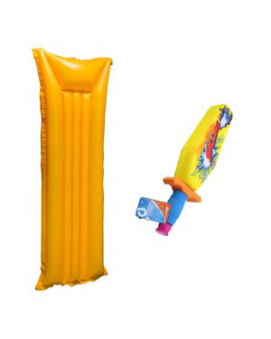 Combo Colchoneta Inflable Naranja + Splash Caterpilar