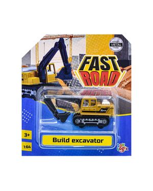 Carro Coleccionable Die Cast Excavadora Amarillo Fast Road