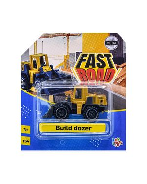 Carro Coleccionable Die Cast Constructor de Pala Fast Road Amarillo