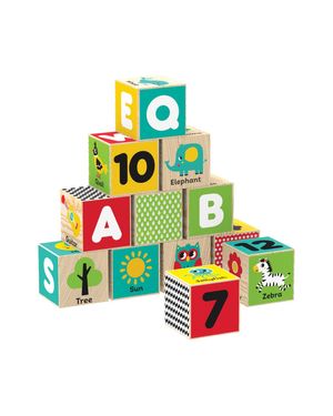 Set 12 Cubos Bloques de Madera ABC con Animales y Letras Kids Hits