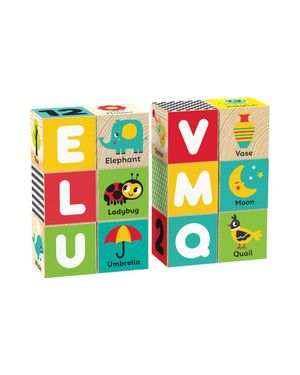 Set 12 Cubos Bloques de Madera ABC con Animales y Letras Kids Hits