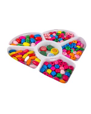 Set de Cuentas de Madera en Carterita para Crear Joyería Infantil