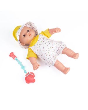 Muñeca Bebé con Chupo y 12 Sonidos Vestido Amarillo