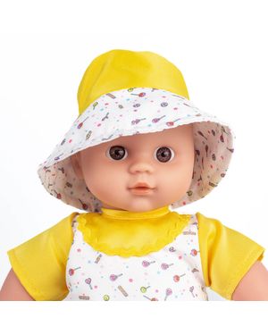 Muñeca Bebé con Chupo y 12 Sonidos Vestido Amarillo
