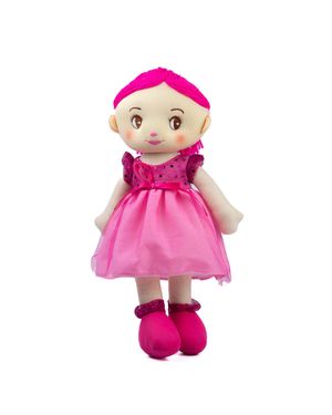 Muñeca de Trapo 36 Cm con Vestido Rosa para Niñas