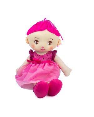 Muñeca de Trapo 36 Cm con Vestido Rosa para Niñas