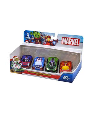 Pack X 4 Carros Pullback 9cm Marvel Flip Giros 360°