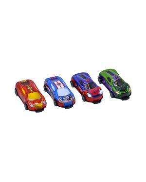 Pack X 4 Carros Pullback 9cm Marvel Flip Giros 360°
